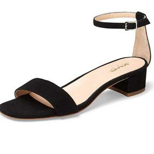 XYD Open Toe Strappy Low Block Heel Sandal Pumps